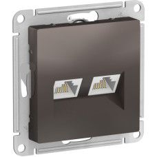 Розетка двойная компьютерная мокко RJ45+RJ45 Schneider Electric Atlas Design ATN000685