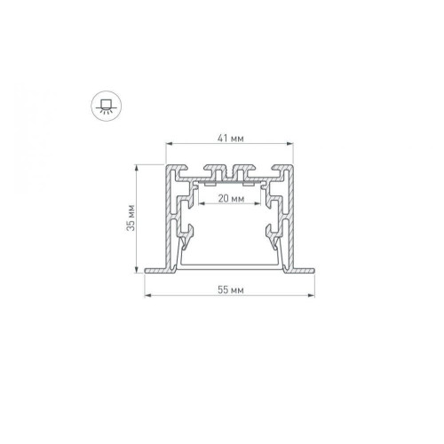 Профиль с экраном Arlight S2-LINIA55-F-2500 ANOD+OPAL 021176