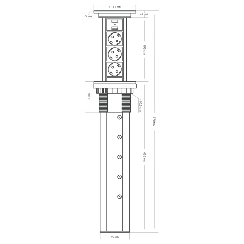 Сенсорный блок розеток LK (3 секции и 2 USB) Mebax 00-00001183