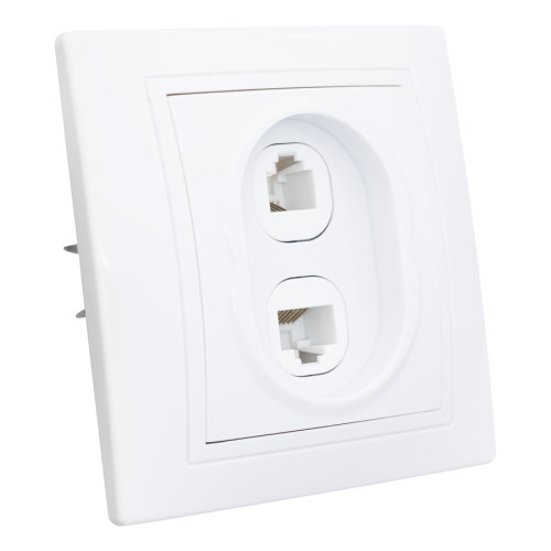 Розетка телефонная RJ11 + компьютерная RJ45 скрытой установки IP20, белая 