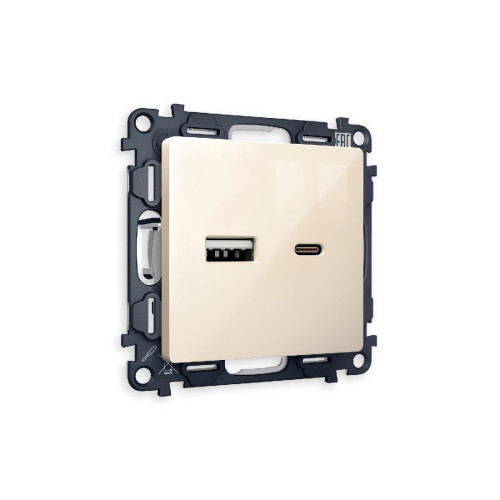 Комплект механизма розетки 2USB A+C 20W (быстрая зарядка) Ambrella Volt Alfa MA311010