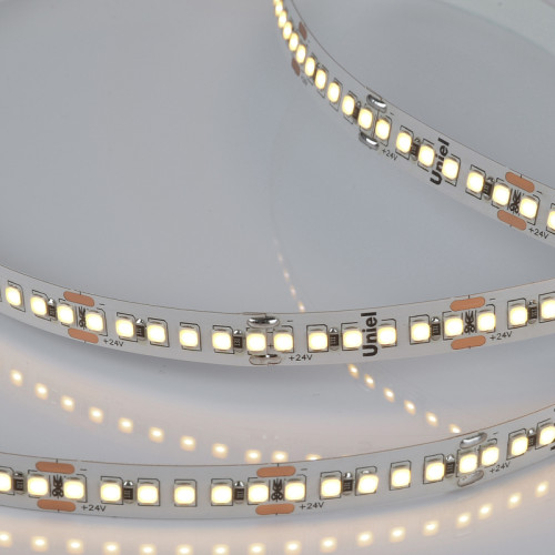 Светодиодная лента Uniel ULS-2835-180LED/m-10mm-IP20-DC24V-17W/m-5M-3000K катушка в герметичной упаковке
