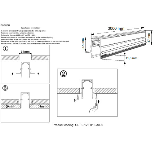 Шинопровод магнитный встраиваемый Crystal  Lux CLT 0.123 01 L3000 WH