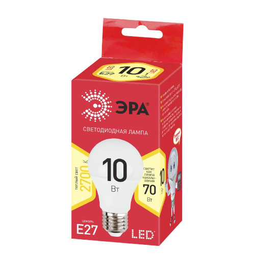 Лампа светодиодная Эра E27 10W 2700K ECO LED A60-10W-827-E27 Б0028006