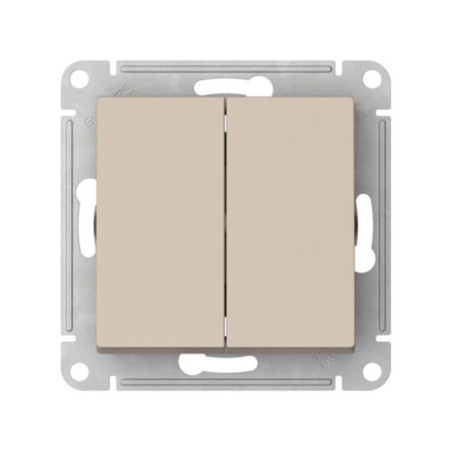 Выключатель 2-клавишный, сх.5, 10АХ, мех., быстрозажим. клем. Systeme Electric AtlasDesign Песочный ATN001251S Выключатель 2-клавишный, сх.5, 10АХ, мех., быстрозажим. клем. Systeme Electric AtlasDesign Песочный ATN001251S