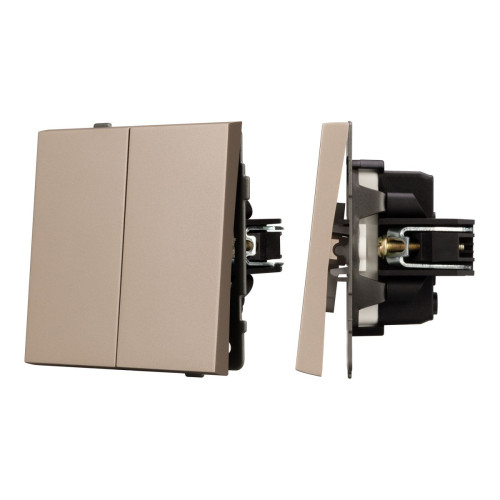 Механизм выключателя двухклавишный проходной Arlight SWT-TENDO-MKP2-PL-GD (230V, 10A) 054069 Механизм выключателя двухклавишный проходной Arlight SWT-TENDO-MKP2-PL-GD (230V, 10A) 054069