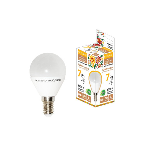 Лампа светодиодная TDM Electric Народная Е14 7W 4000K матовая SQ0340-0186