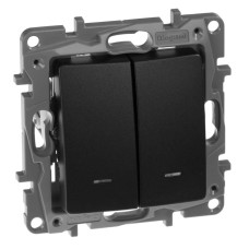 Выключатель двухклавишный Legrand Etika с подсветкой 10A 250V антрацит 672604