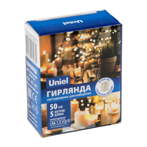Светодиодная гирлянда Uniel Роса (UL-00007184) белый ULD-S0500-050/SCB/2AA White IP20 Dew