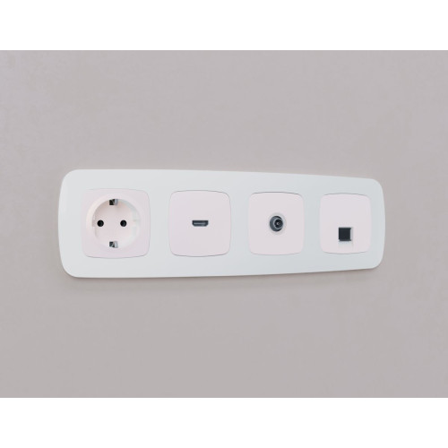 Комплект механизма компьютерной розетки Ambrella Volt RJ-45 (8P8C) CAT6A экранированной с автоматической защитной шторкой OMEGA MO212005 Жемчуг QUANT (OP2120, VM185)