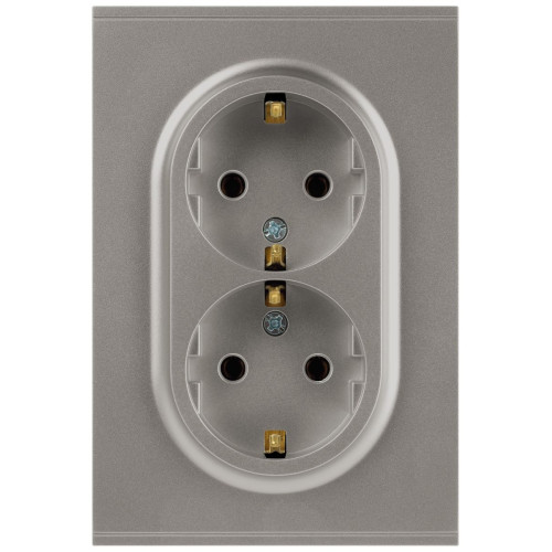 Розетка Эра Arktik 16-2105-07 двойная с заземлением 2X2P+E Schuko со шторками 16А-250В титан Б0070460