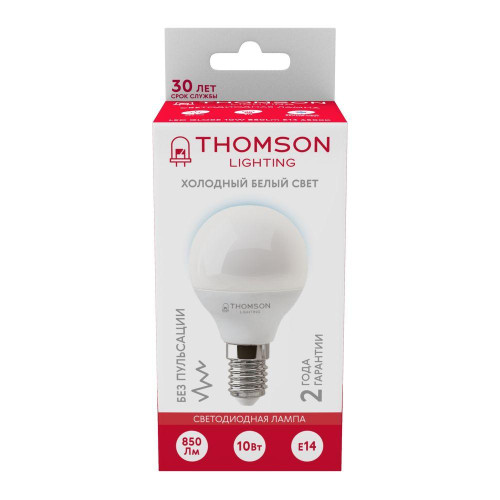 Лампа светодиодная Thomson E14 10W 6500K шар матовый TH-B2317