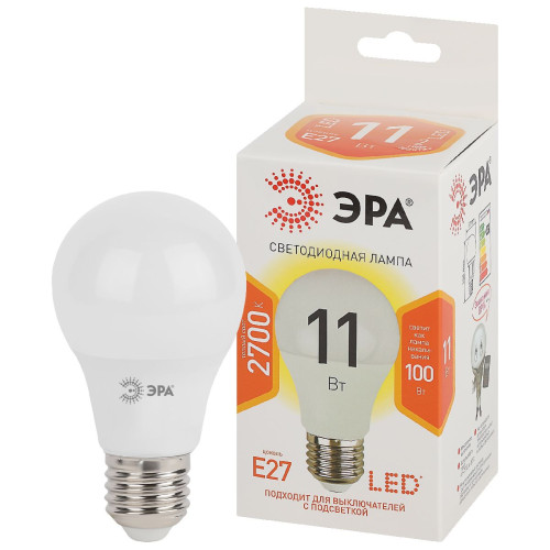 Лампа светодиодная Эра E27 11W 2700K LED A60-11W-827-E27 Б0030910