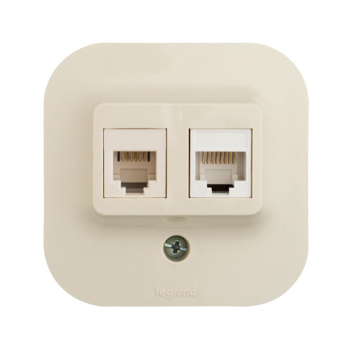 Розетка двойная RJ11+RJ45 Legrand Quteo 782251