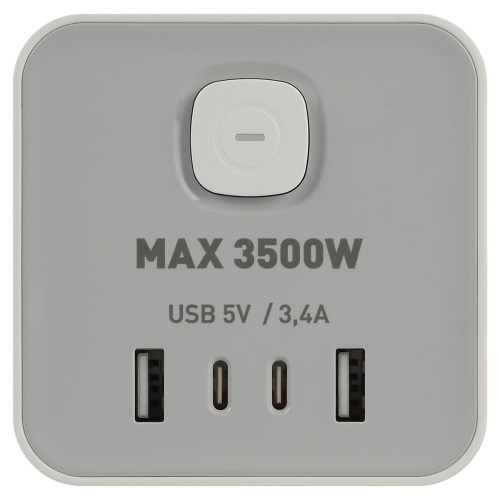 Сетевой фильтр ЭРА TWR-8es-1,5m-4USB-W башня с защитой заземлением с выключателем 8 розеток+4xUSBA+C 1,5м 16А белый Б0069071