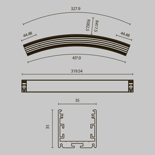 Радиусный профиль Maytoni Led strip ALM-3535R-B-D-45°-0.8M