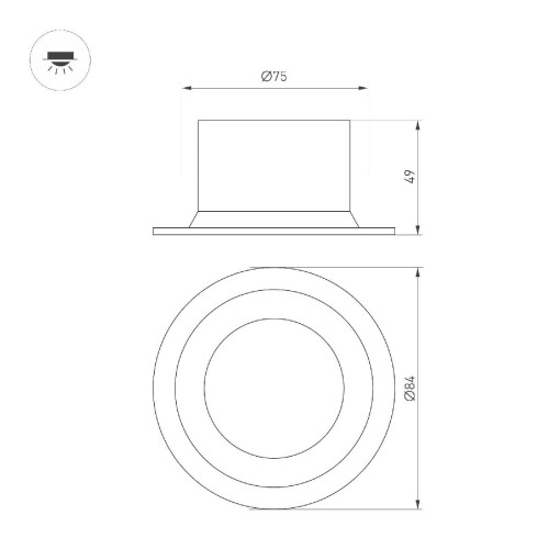 Встраиваемый светильник Arlight MS-DROP-BUILT-R84-8W Warm3000 (WH, 85 deg, 230V) 041461
