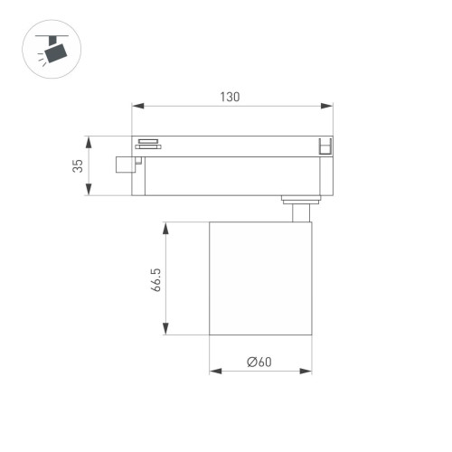 Трековый однофазный светильник Arlight LGD-DYKE-2TR-R60-8W Warm3000 (WH, 50 deg, 230V) 052257