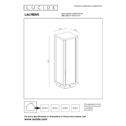 Уличный светильник Lucide Laurens 27805/50/30