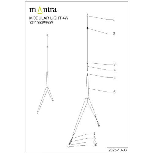 Подвесная люстра Mantra Arrecife 9384+9229 (5L)
