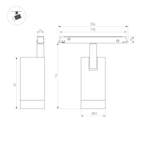 Трековый магнитный светильник Arlight MAG-ORIENT-SPOT-R35-6W Day4000-MIX (BK, 24 deg, 48V, TUYA Zigbee) (IP20 Металл) 056399