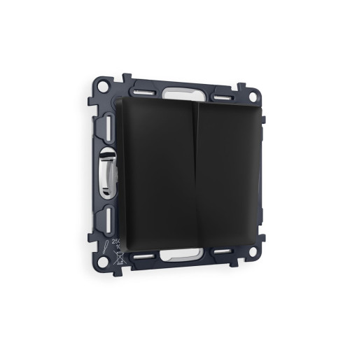 Комплект механизма 2-клавишного перекрестного выключателя 10A-250V Alfa Черный матовый Quant Ambrella Volt MA803030 (AP8030, VM125)