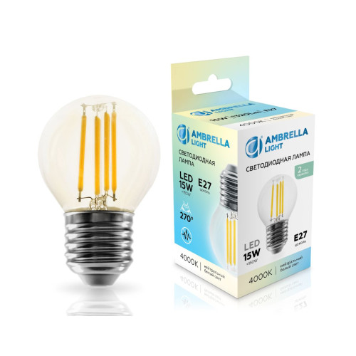 Филаментная светодиодная лампа Ambrella Light Bulbing E27 15W 4000K шар 451524