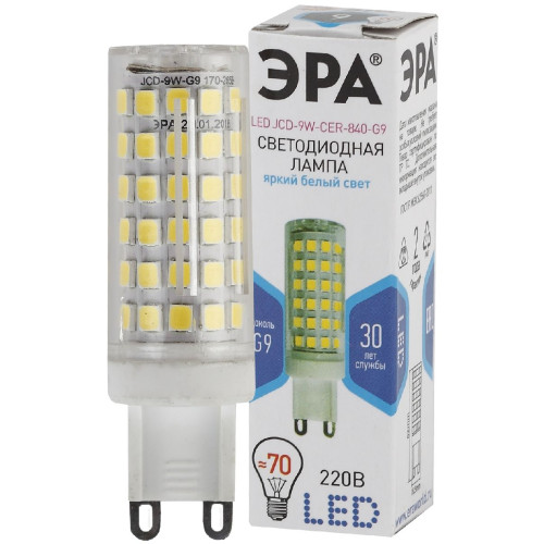 Лампа светодиодная Эра G9 9W 4000K LED JCD-9W-CER-840-G9 Б0033186