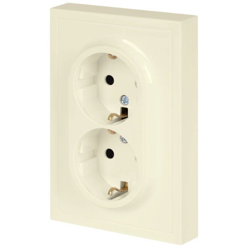 Розетка Эра Galaxy 15-2104-02 с заземлением двойная 2X2P+E Schuko 16А-250В IP20 слоновая кость Б0070679