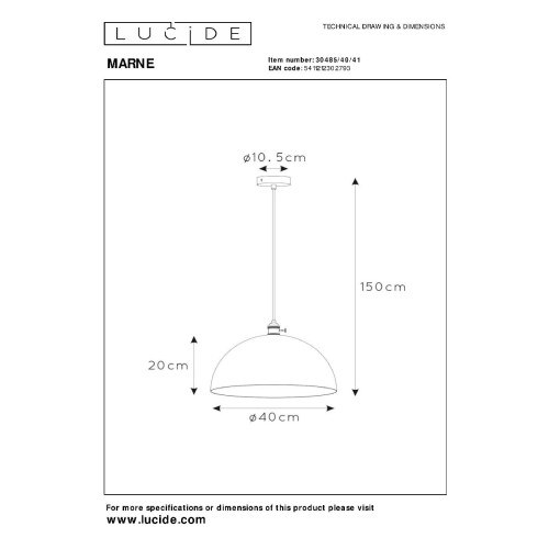 Подвесной светильник Lucide Marne 30485/40/41