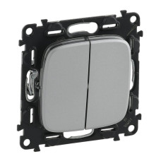 Переключатель двухклавишный Legrand Valena Allure 10А 250В алюминий 752908