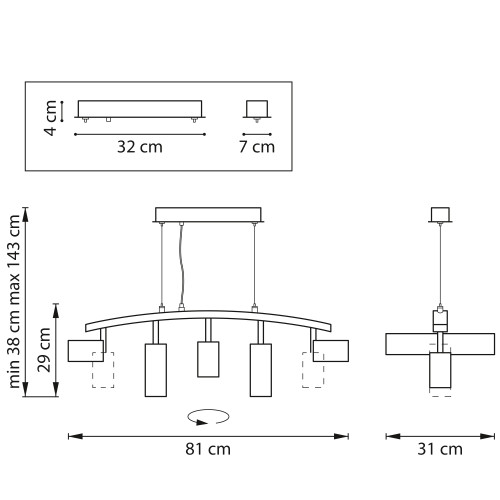 Подвесной светильник Lightstar Rullo LR735363862 (571735+214436-3+214486-2)