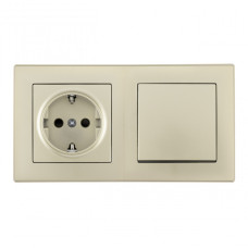 Выключатель одноклавишный с розеткой Arte Milano SET06-2-30-1-40-1 shampan
