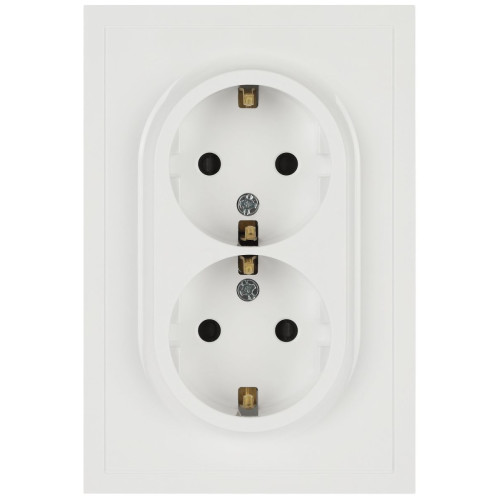 Розетка ЭРА Galaxy 15-2104-01 с заземлением двойная 2X2P+E Schuko 16А-250В IP20 белый Б0070678