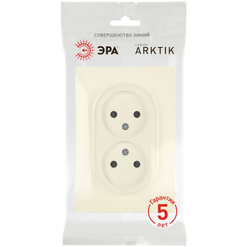 Розетка Эра Arktik 16-2107-02 без заземления двойная 2X2P 16А-250В слоновая кость Б0071682