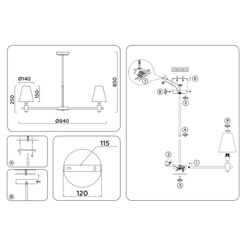 Люстра на штанге Ambrella Light High Light Ceramo Classic LH75045