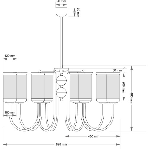 Люстра на штанге Kutek Olzano OLZ-ZW-8(P)