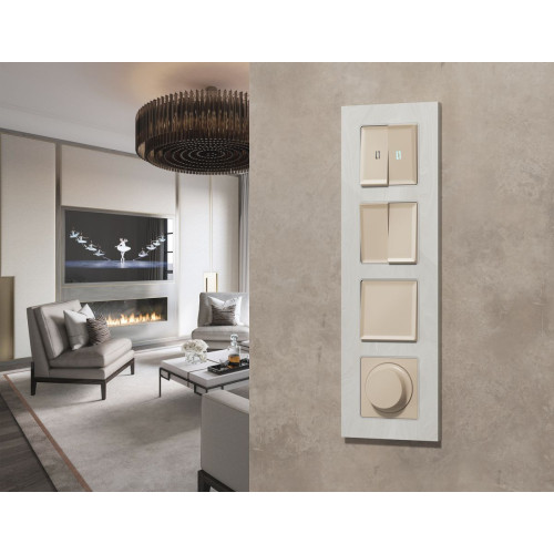 Комплект механизма 2-клавишного перекрестного выключателя 10A-250V Alfa Бежевый матовый Quant Ambrella Volt MA323030 (AP3230, VM125)