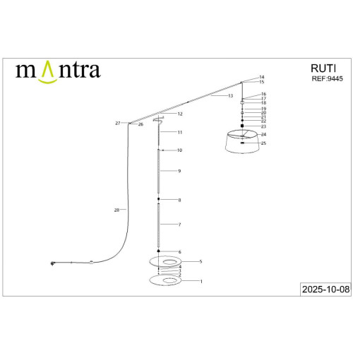 Торшер без абажура Mantra Ruti Ricca 9445
