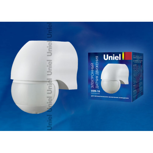 Датчик движения (06568) Uniel USN-16-180R-1200W-3LUX-12M-0,6-1,5m/s-WH
