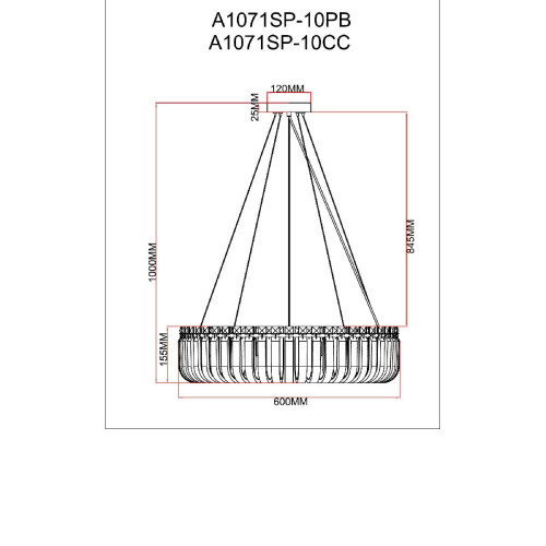 Подвесная люстра Arte Lamp Mayotte A1071SP-10PB