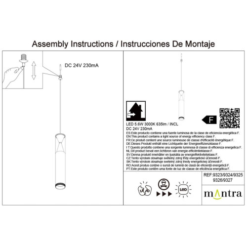Подвесной модульный светильник без основания Mantra Spark 9327