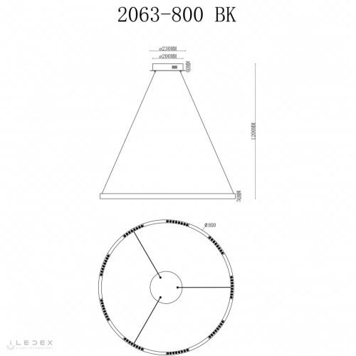 Подвесная люстра iLedex Vision 2063-D800 BK
