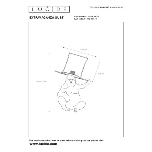 Настольная лампа Lucide Extravaganza Gust 10503/81/30