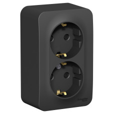 Розетка 2-ая с/з со шторками 16А,250В, изолир. пластина Systeme Electric Blanca наруж Антрацит BLNRA011216