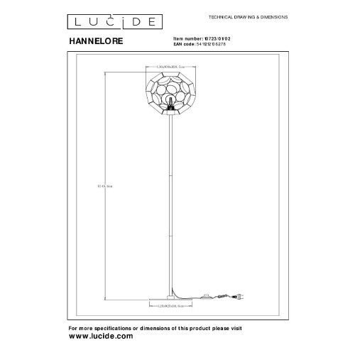 Торшер Lucide Hannelore 10723/01/02