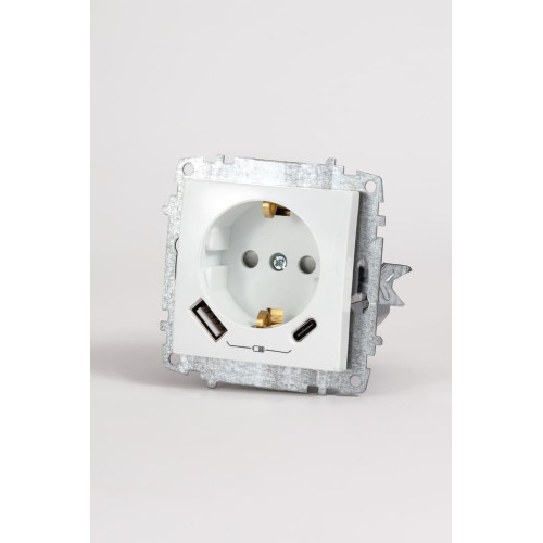 Розетка с/з зарядка (Type C+USB) ELBI Zena Vega 609-015600-334