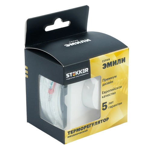 Терморегулятор механический Stekker Эмили RSW00-5120-01 белый фарфор, soft touch 50711