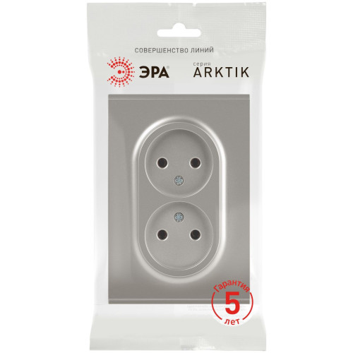 Розетка Эра Arktik 16-2107-07 без заземления двойная 2X2P 16А-250В титан Б0071687