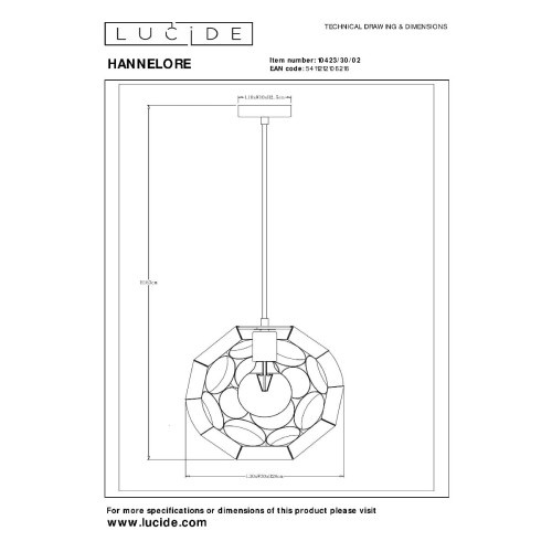 Подвесной светильник Lucide Hannelore 10423/30/02